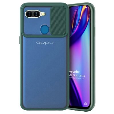 Microsonic Oppo F9 / F9 Pro Kılıf Slide Camera Lens Protection Koyu Yeşil