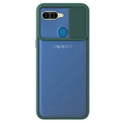 Microsonic Oppo F9 / F9 Pro Kılıf Slide Camera Lens Protection Koyu Yeşil