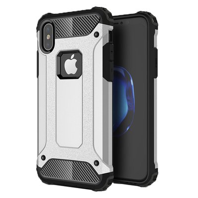 Microsonic Apple iPhone XS Kılıf Rugged Armor Gümüş