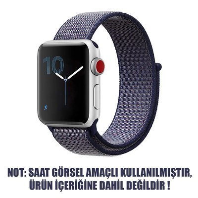 Microsonic Apple Watch Series 4 44mm Nylon Loop Kordon Midnight Blue