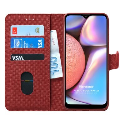 Microsonic Samsung Galaxy A10s Kılıf Fabric Book Wallet Kırmızı