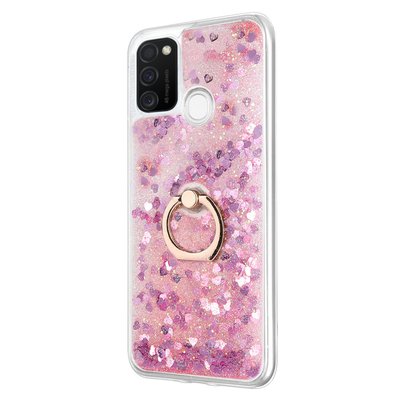 Microsonic Samsung Galaxy M21 Kılıf Glitter Liquid Holder Pembe