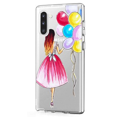 Microsonic Samsung Galaxy Note 10 Desenli Kılıf Balonlu Kız