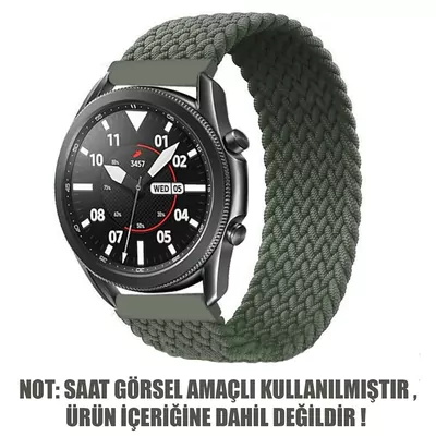 Microsonic Huawei Watch 5 46mm Kordon, (Small Size, 135mm) Braided Solo Loop Band Koyu Yeşil
