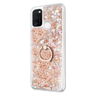 Microsonic Samsung Galaxy M21 Kılıf Glitter Liquid Holder Gold