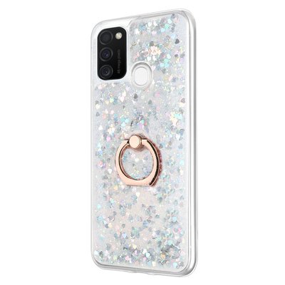 Microsonic Samsung Galaxy M21 Kılıf Glitter Liquid Holder Gümüş