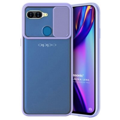 Microsonic Oppo A12 Kılıf Slide Camera Lens Protection Lila