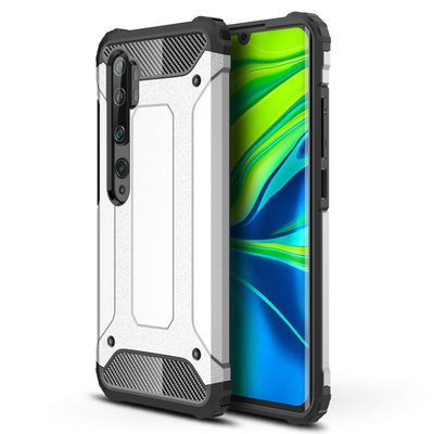 Microsonic Xiaomi Mi Note 10 Kılıf Rugged Armor Gümüş