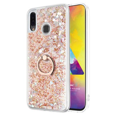 Microsonic Samsung Galaxy M20 Kılıf Glitter Liquid Holder Gold