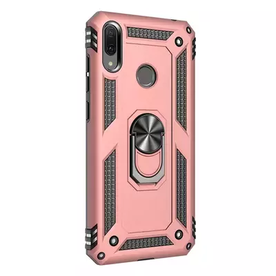 Microsonic Huawei Y7 Prime 2019 Kılıf Military Ring Holder Rose Gold