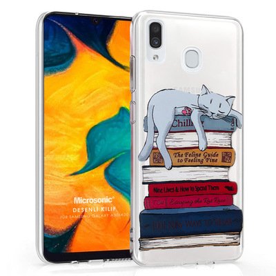 Microsonic Samsung Galaxy A20 Desenli Kılıf Kedi