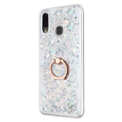 Microsonic Samsung Galaxy M20 Kılıf Glitter Liquid Holder Gümüş