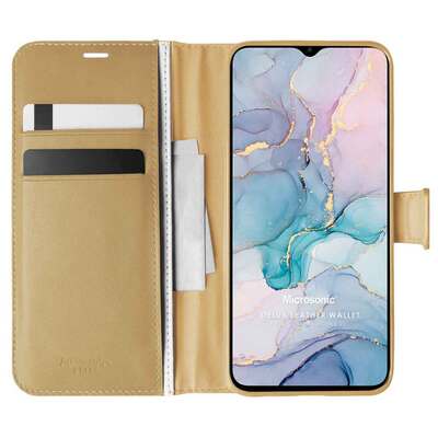 Microsonic General Mobile GM 22 Kılıf Delux Leather Wallet Gold