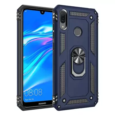 Microsonic Huawei Y7 Prime 2019 Kılıf Military Ring Holder Lacivert