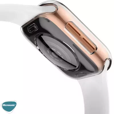 Microsonic Apple Watch Series 7 41mm Kılıf 360 Full Round Soft Silicone Şeffaf