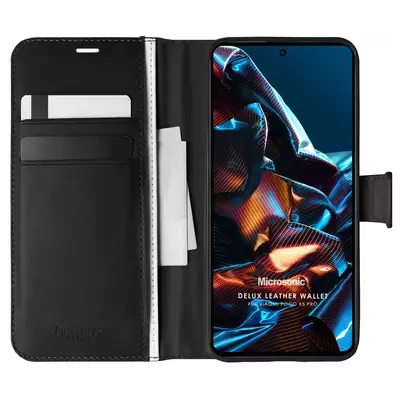 Microsonic Xiaomi Poco X5 Pro Kılıf Delux Leather Wallet Siyah