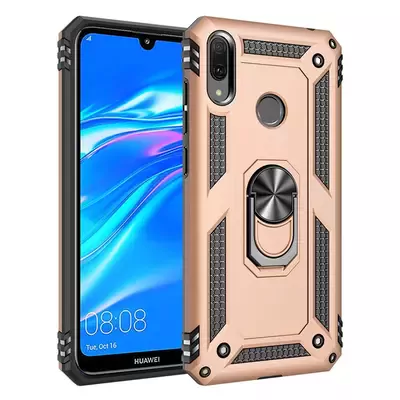 Microsonic Huawei Y7 Prime 2019 Kılıf Military Ring Holder Gold