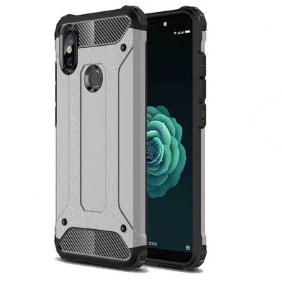 Microsonic Xiaomi Mi A2 Lite Kılıf Rugged Armor Gümüş