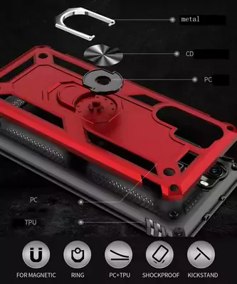 Microsonic Huawei P30 Pro Kılıf Military Ring Holder Siyah