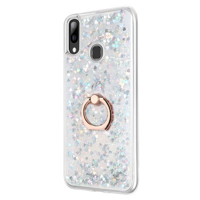 Microsonic Samsung Galaxy M10s Kılıf Glitter Liquid Holder Gümüş