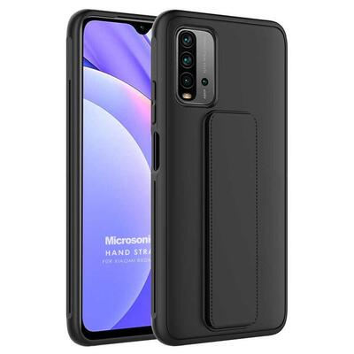 Microsonic Xiaomi Redmi Note 9 4G Kılıf Hand Strap Siyah