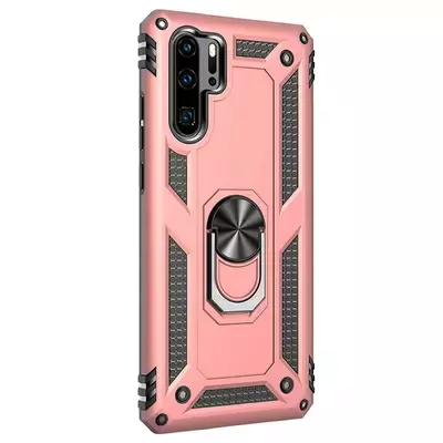 Microsonic Huawei P30 Pro Kılıf Military Ring Holder Rose Gold