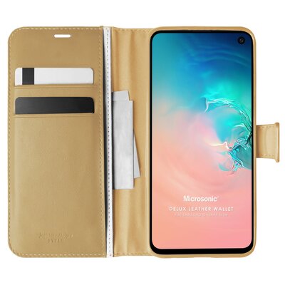 Microsonic Samsung Galaxy S10e Kılıf Delux Leather Wallet Gold