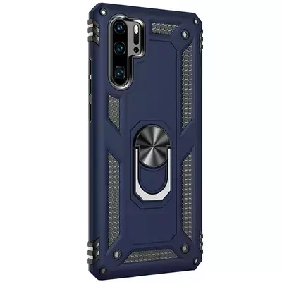 Microsonic Huawei P30 Pro Kılıf Military Ring Holder Lacivert