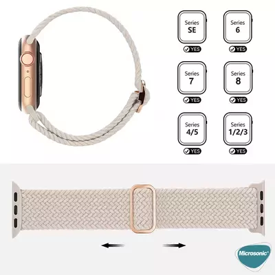 Microsonic Apple Watch Series 8 45mm Kordon Braided Loop Band Siyah