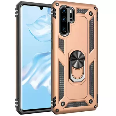 Microsonic Huawei P30 Pro Kılıf Military Ring Holder Gold