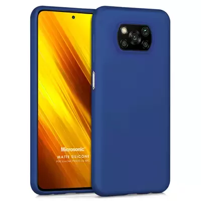 Microsonic Matte Silicone Xiaomi Poco X3 Pro Kılıf Lacivert