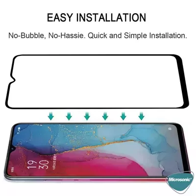 Microsonic Oppo Reno 3 Tam Kaplayan Temperli Cam Ekran Koruyucu Siyah