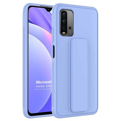 Microsonic Xiaomi Redmi Note 9 4G Kılıf Hand Strap Mavi