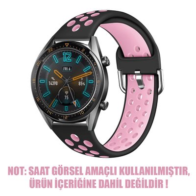 Microsonic Huawei Honor Magic Watch 2 46mm Rainbow Sport Band Kordon Siyah Pembe