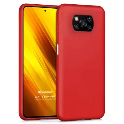 Microsonic Matte Silicone Xiaomi Poco X3 Pro Kılıf Kırmızı