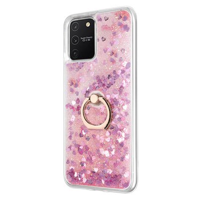 Microsonic Samsung Galaxy A91 Kılıf Glitter Liquid Holder Pembe