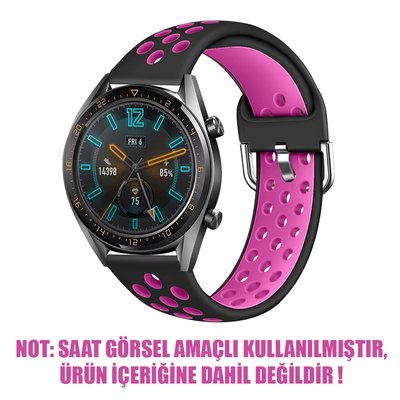 Microsonic Huawei Honor Magic Watch 2 46mm Rainbow Sport Band Kordon Siyah Koyu Pembe