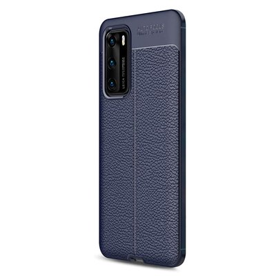 Microsonic Huawei P40 Kılıf Deri Dokulu Silikon Lacivert