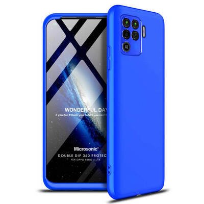 Microsonic Oppo Reno 5 Lite Kılıf Double Dip 360 Protective AYS Mavi