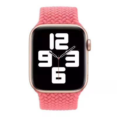 Microsonic Apple Watch Series 4 40mm Kordon, (Small Size, 127mm) Braided Solo Loop Band Pembe