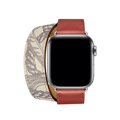 Microsonic Apple Watch Series 4 44mm Swift Leather Double Tour Strap Turuncu