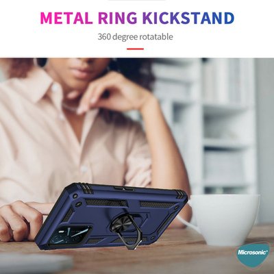 Microsonic Oppo A16 Kılıf Military Ring Holder Rose Gold