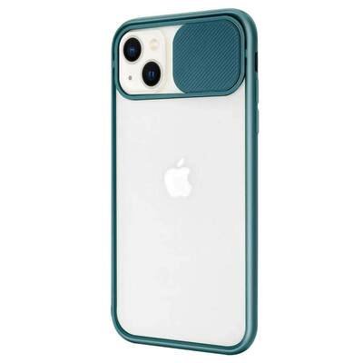 Microsonic Apple iPhone 13 Mini Kılıf Slide Camera Lens Protection Koyu Yeşil