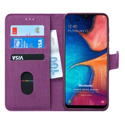 Microsonic Samsung Galaxy A30 Kılıf Fabric Book Wallet Mor