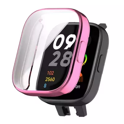 Microsonic Xiaomi Redmi Watch 3 Active Kılıf 360 Full Round Soft Silicone Pembe