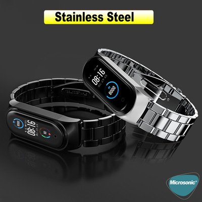 Microsonic Xiaomi Mi Band 5 Metal Stainless Steel Kordon Siyah