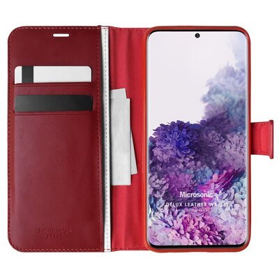 Microsonic Samsung Galaxy S20 Plus Kılıf Delux Leather Wallet Kırmızı