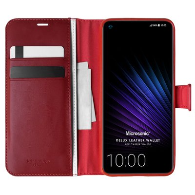 Microsonic Casper Via F20 Kılıf Delux Leather Wallet Kırmızı