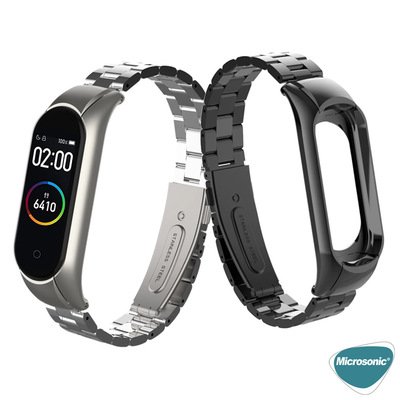 Microsonic Xiaomi Mi Band 4 Metal Stainless Steel Kordon Siyah