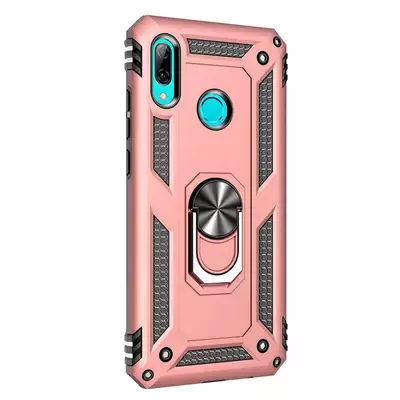 Microsonic Huawei P20 Lite Kılıf Military Ring Holder Rose Gold